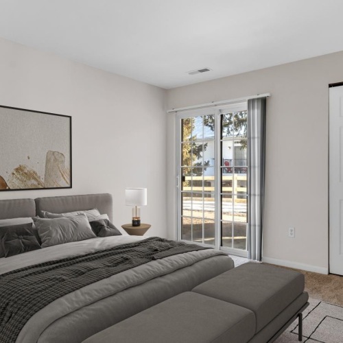 a bedroom with a large bed