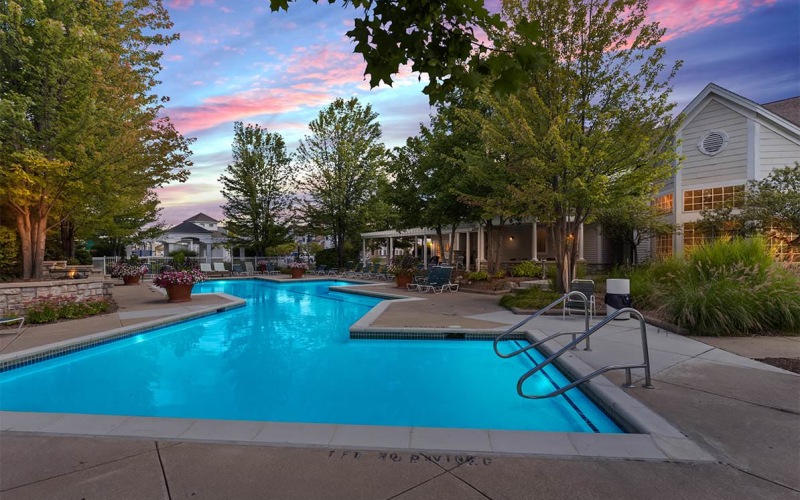 a swimming pool in a backyard