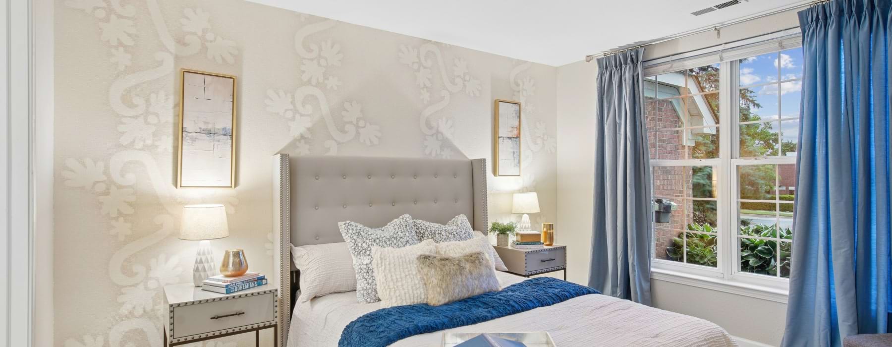 a bedroom with a large bed